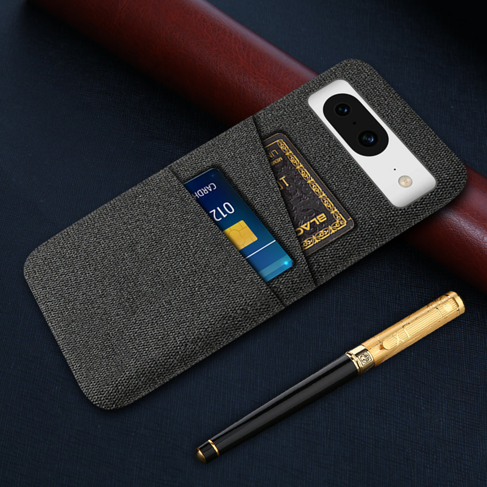 For Google Pixel 8a Case Cloth Fabric+PC Shockproof Phone Cover with Dual Card Slots