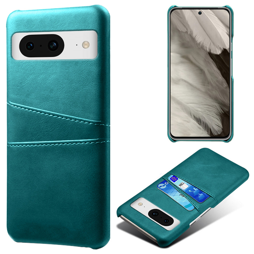 For Google Pixel 8 Case Leather Coated PC Ultra-Thin Shell with 2 Card Holders