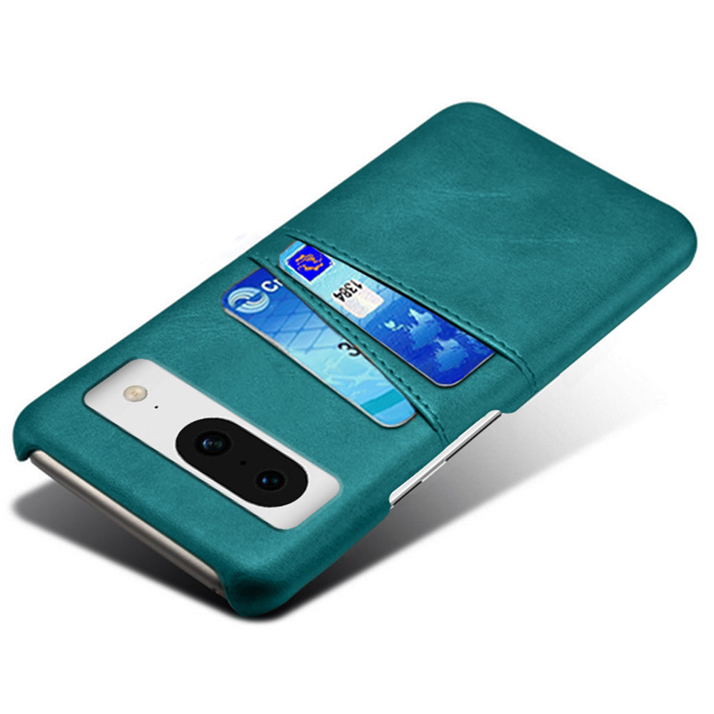 For Google Pixel 8 Case Leather Coated PC Ultra-Thin Shell with 2 Card Holders
