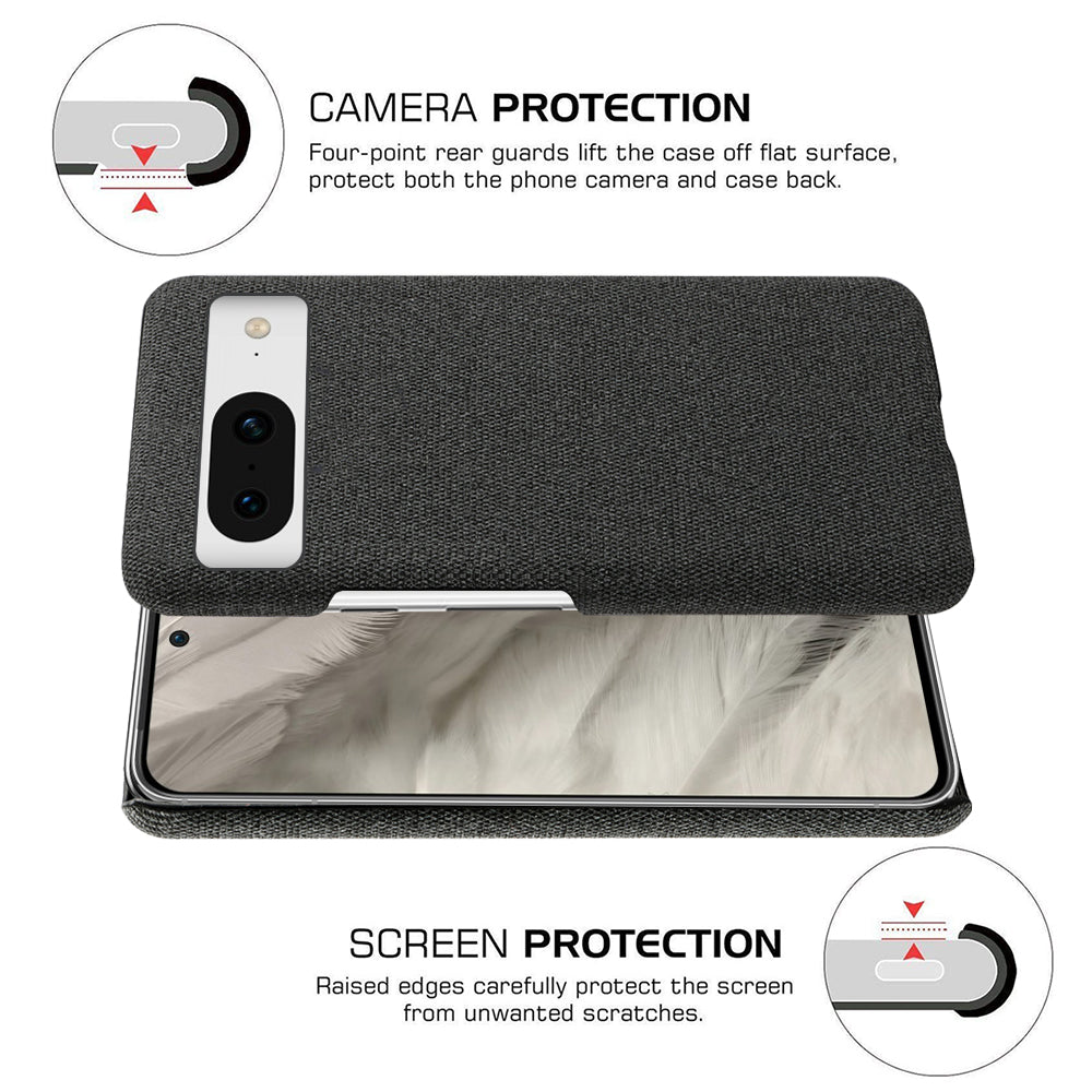 For Google Pixel 8 Case Solid Color Cloth Texture Hard PC Protective Phone Cover
