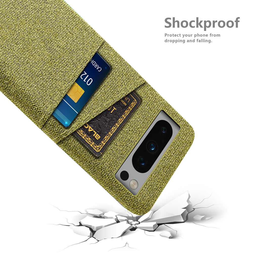 For Google Pixel 8 Pro Case Anti-Drop Cloth+PC Phone Shell with Dual Card Holder