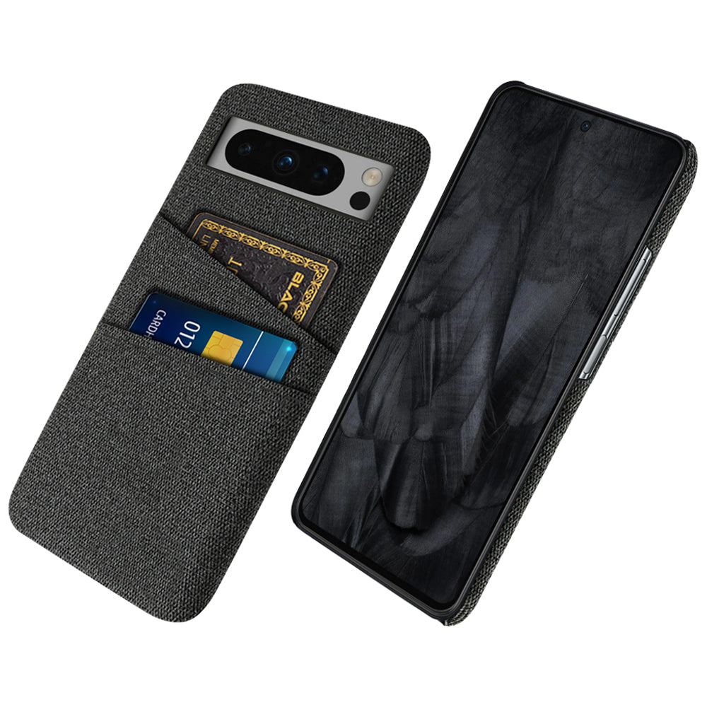 For Google Pixel 8 Pro Case Anti-Drop Cloth+PC Phone Shell with Dual Card Holder