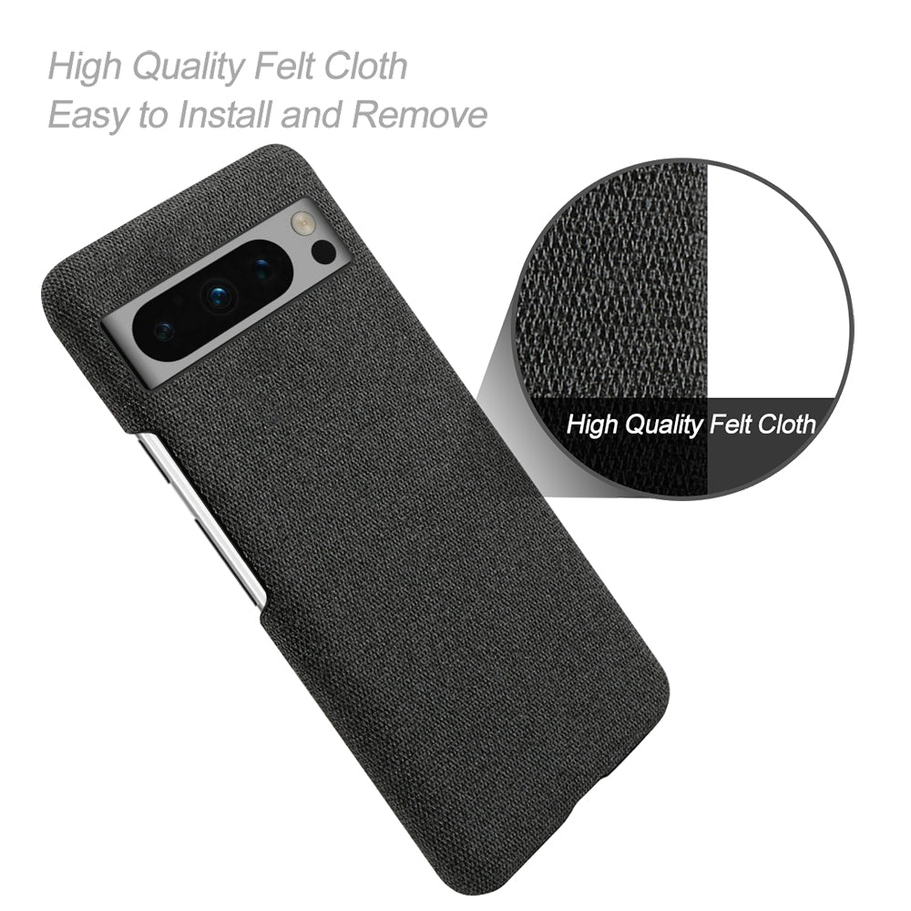 For Google Pixel 8 Pro Case Solid Color Fabric Cloth+PC Shockproof Phone Cover