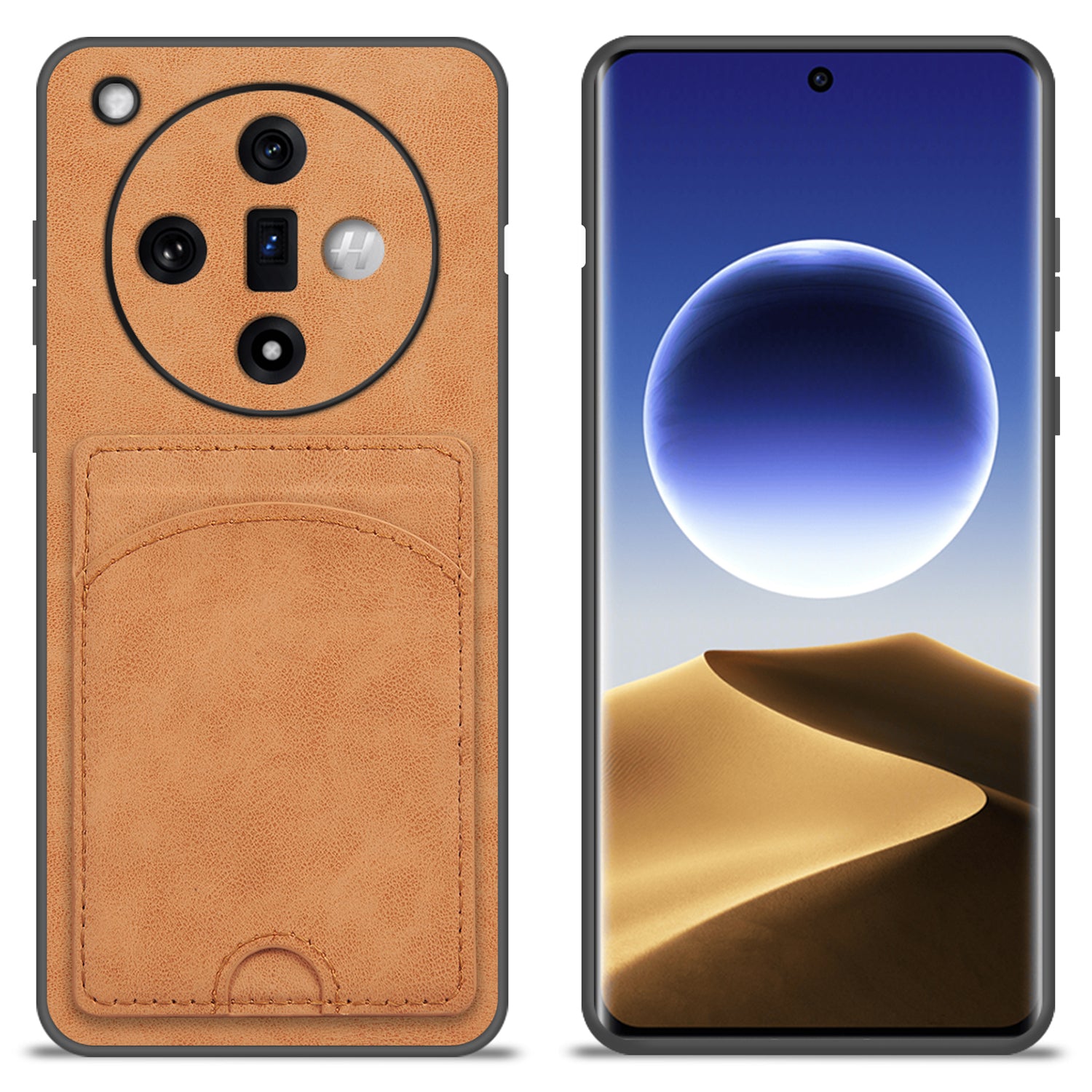 For Oppo Find X7 5G Case Card Slot Kickstand Leather Coated PC+TPU Phone Cover