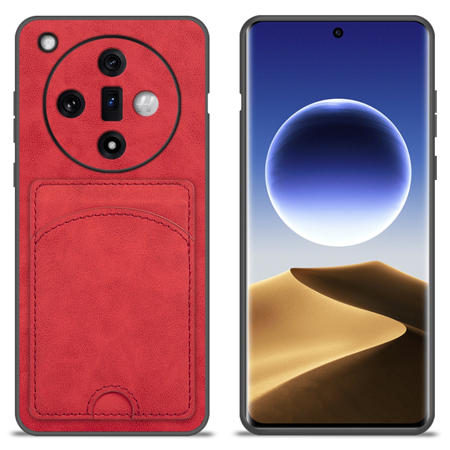 For Oppo Find X7 5G Case Card Slot Kickstand Leather Coated PC+TPU Phone Cover