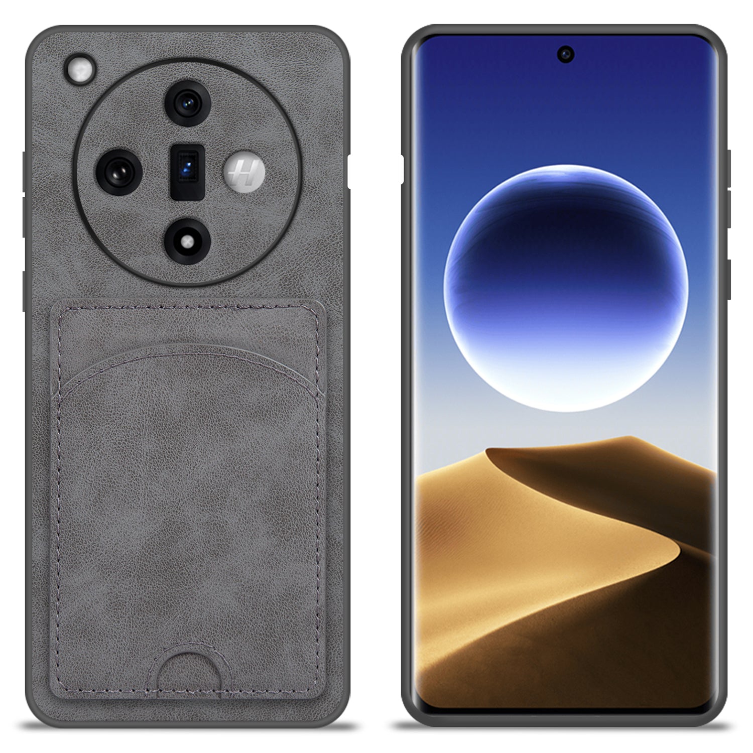 For Oppo Find X7 5G Case Card Slot Kickstand Leather Coated PC+TPU Phone Cover