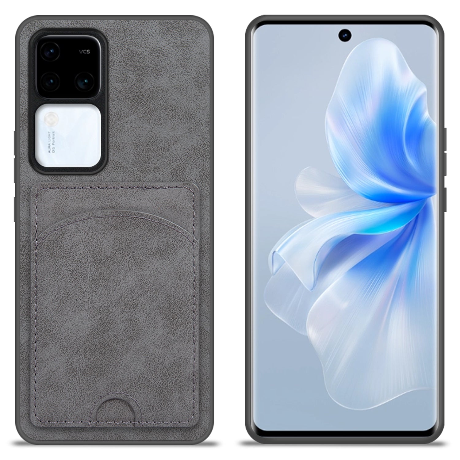 For vivo S18 5G Kickstand Case PU Leather Coated PC+TPU Phone Cover with Card Holder