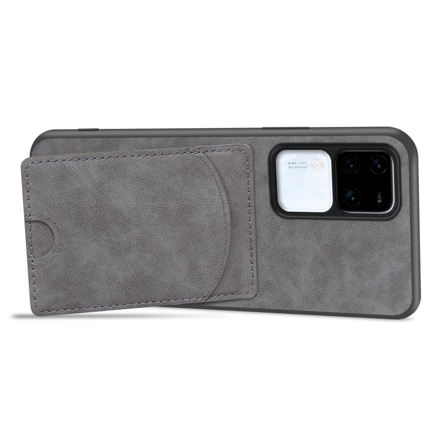 For vivo S18 5G Kickstand Case PU Leather Coated PC+TPU Phone Cover with Card Holder