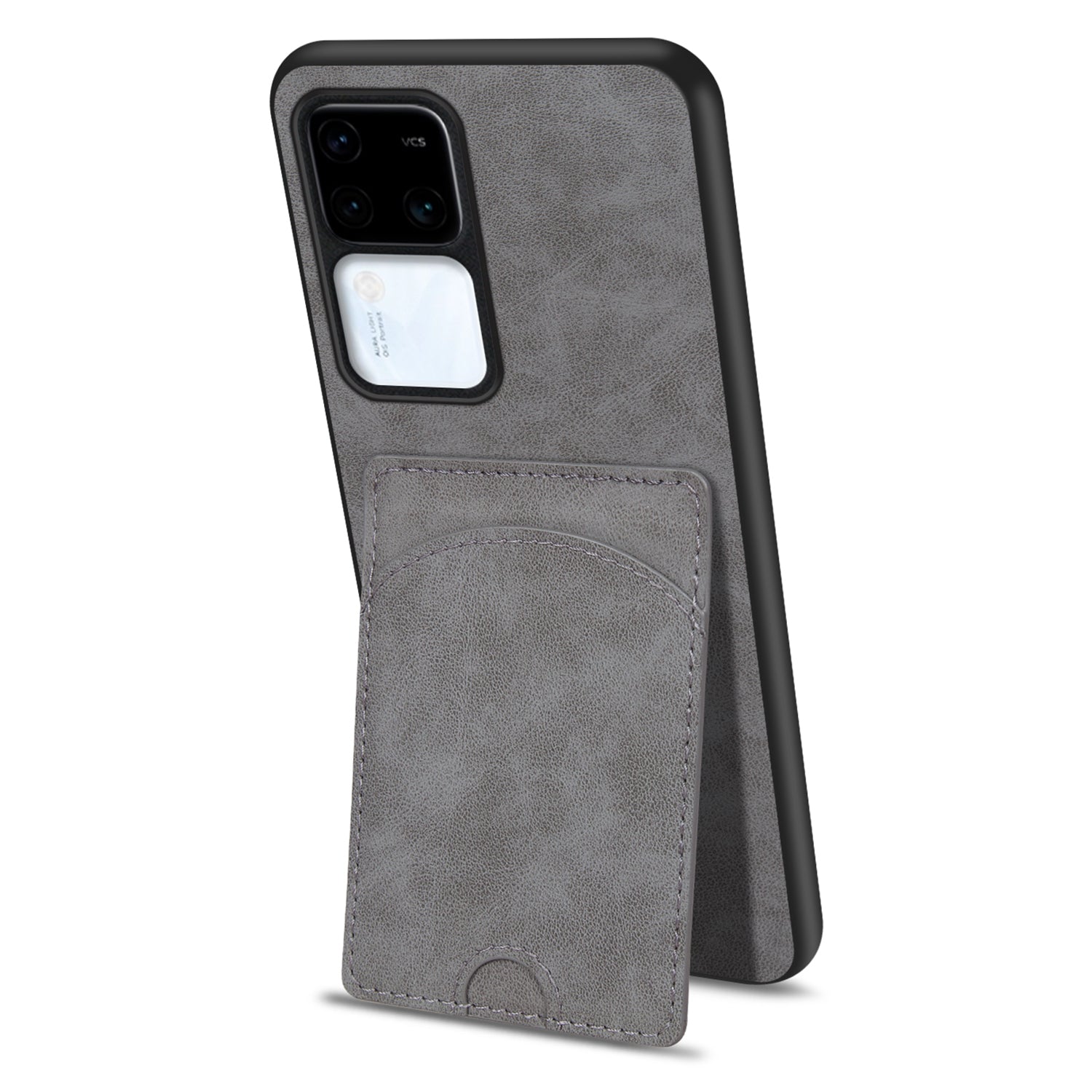 For vivo S18 5G Kickstand Case PU Leather Coated PC+TPU Phone Cover with Card Holder