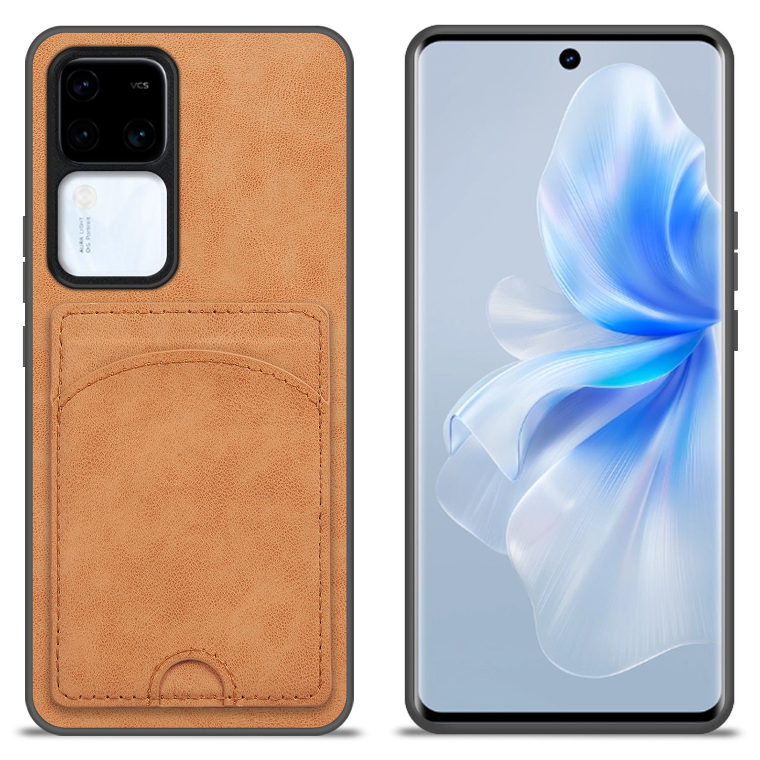 For vivo S18 5G Kickstand Case PU Leather Coated PC+TPU Phone Cover with Card Holder
