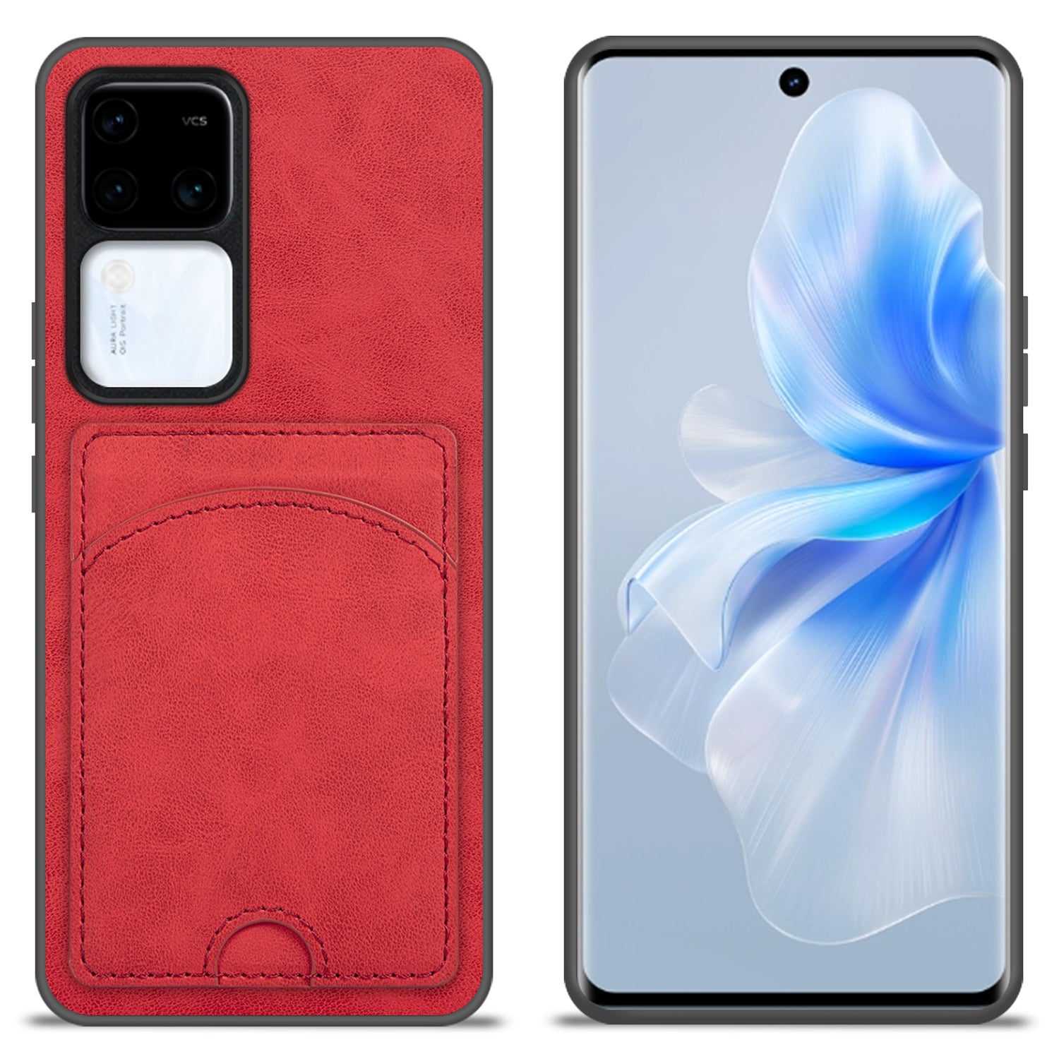 For vivo S18 5G Kickstand Case PU Leather Coated PC+TPU Phone Cover with Card Holder