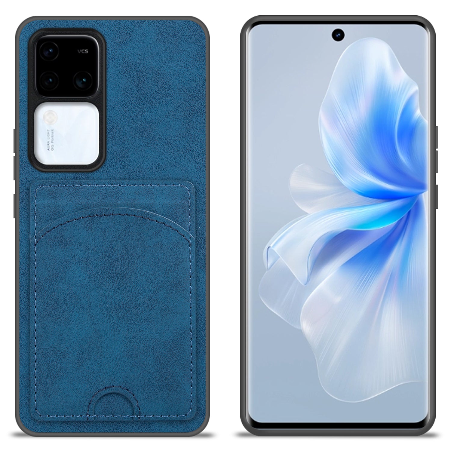 For vivo S18 5G Kickstand Case PU Leather Coated PC+TPU Phone Cover with Card Holder