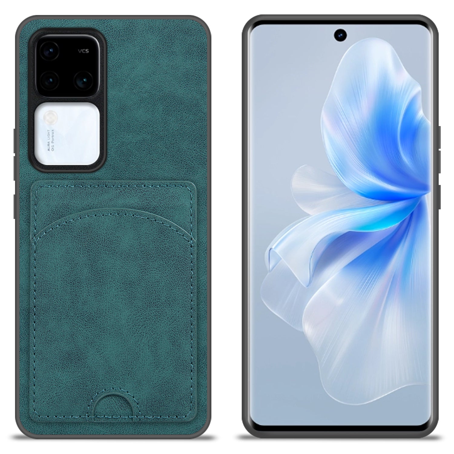 For vivo S18 5G Kickstand Case PU Leather Coated PC+TPU Phone Cover with Card Holder