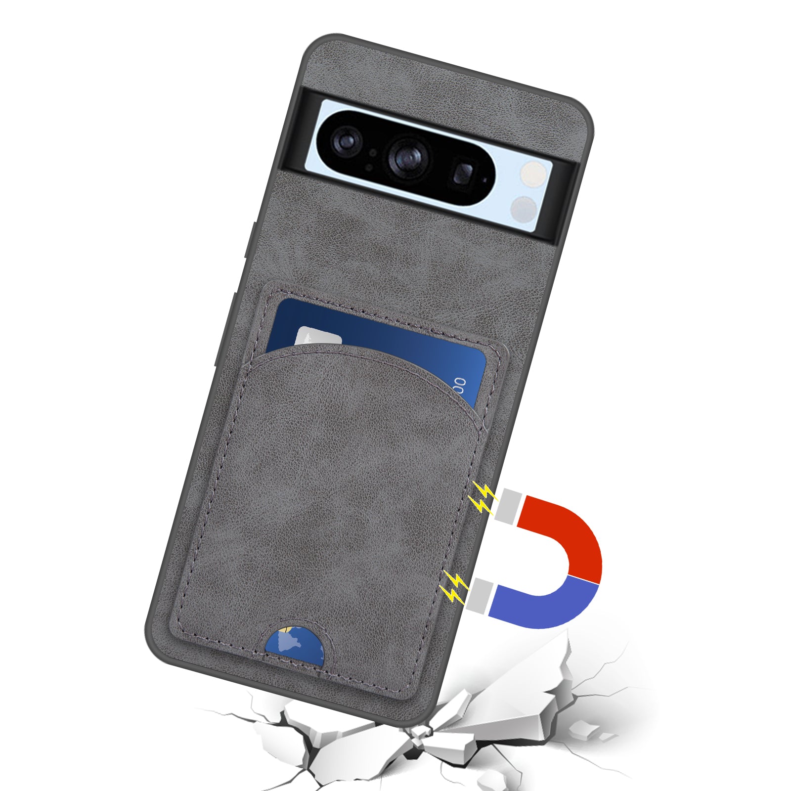 For Google Pixel 8 Pro Case PU Leather Kickstand Card Slots Back Cover