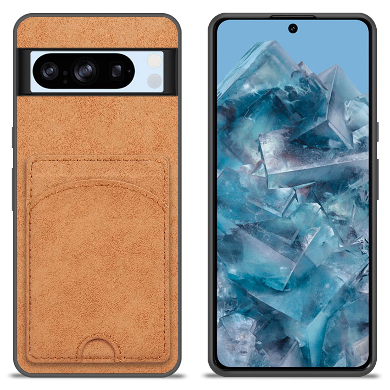 For Google Pixel 8 Pro Case PU Leather Kickstand Card Slots Back Cover