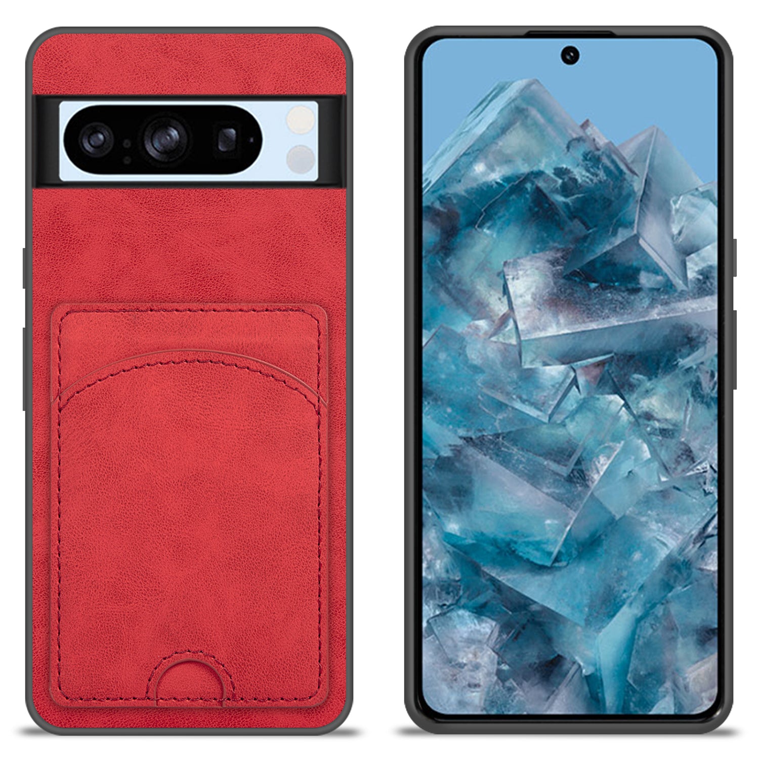 For Google Pixel 8 Pro Case PU Leather Kickstand Card Slots Back Cover