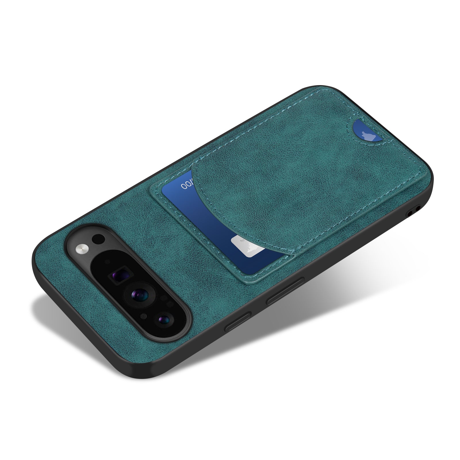 For Google Pixel 9 Pro Case with Card Holder PU Leather Coated PC+TPU Phone Cover