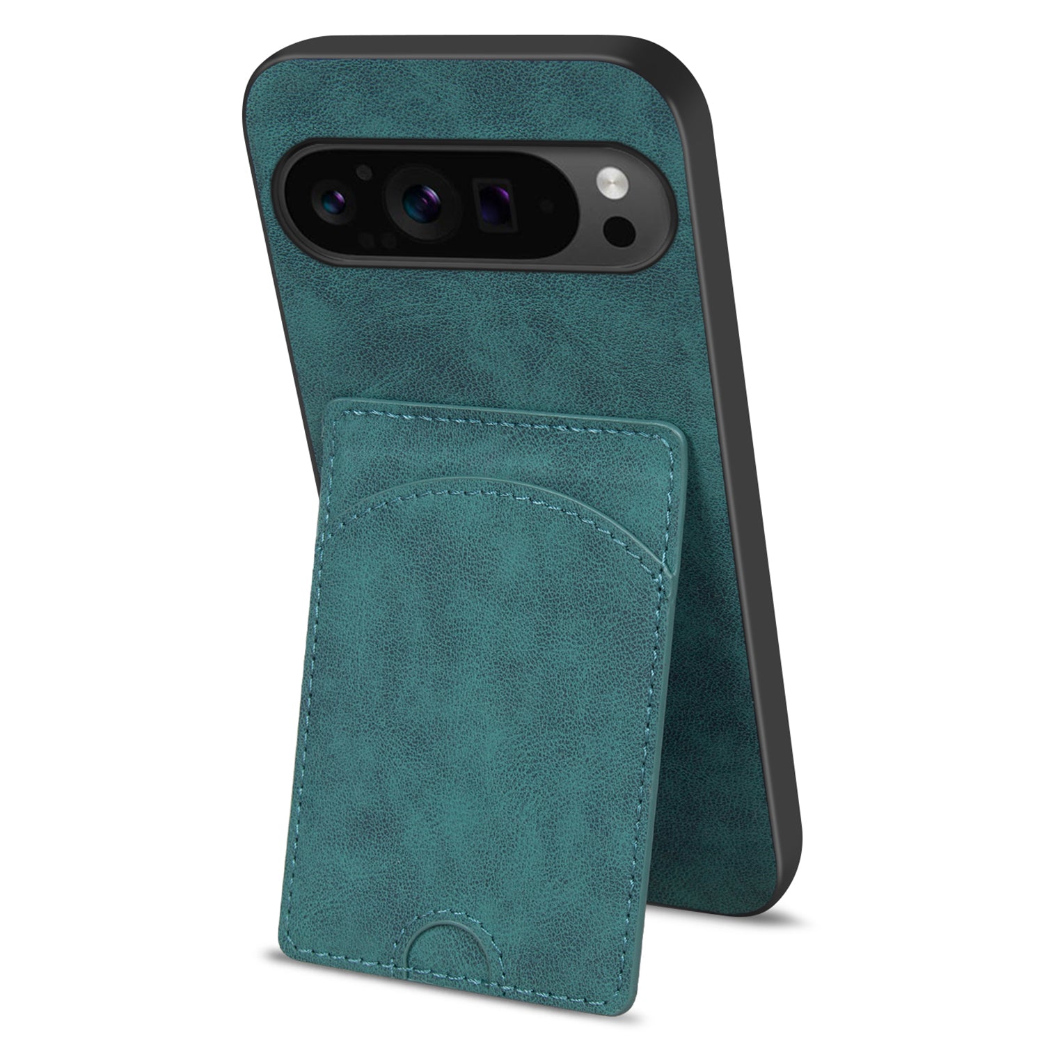 For Google Pixel 9 Pro Case with Card Holder PU Leather Coated PC+TPU Phone Cover