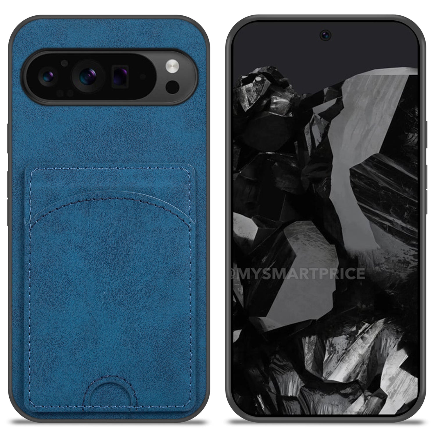 For Google Pixel 9 Pro Case with Card Holder PU Leather Coated PC+TPU Phone Cover