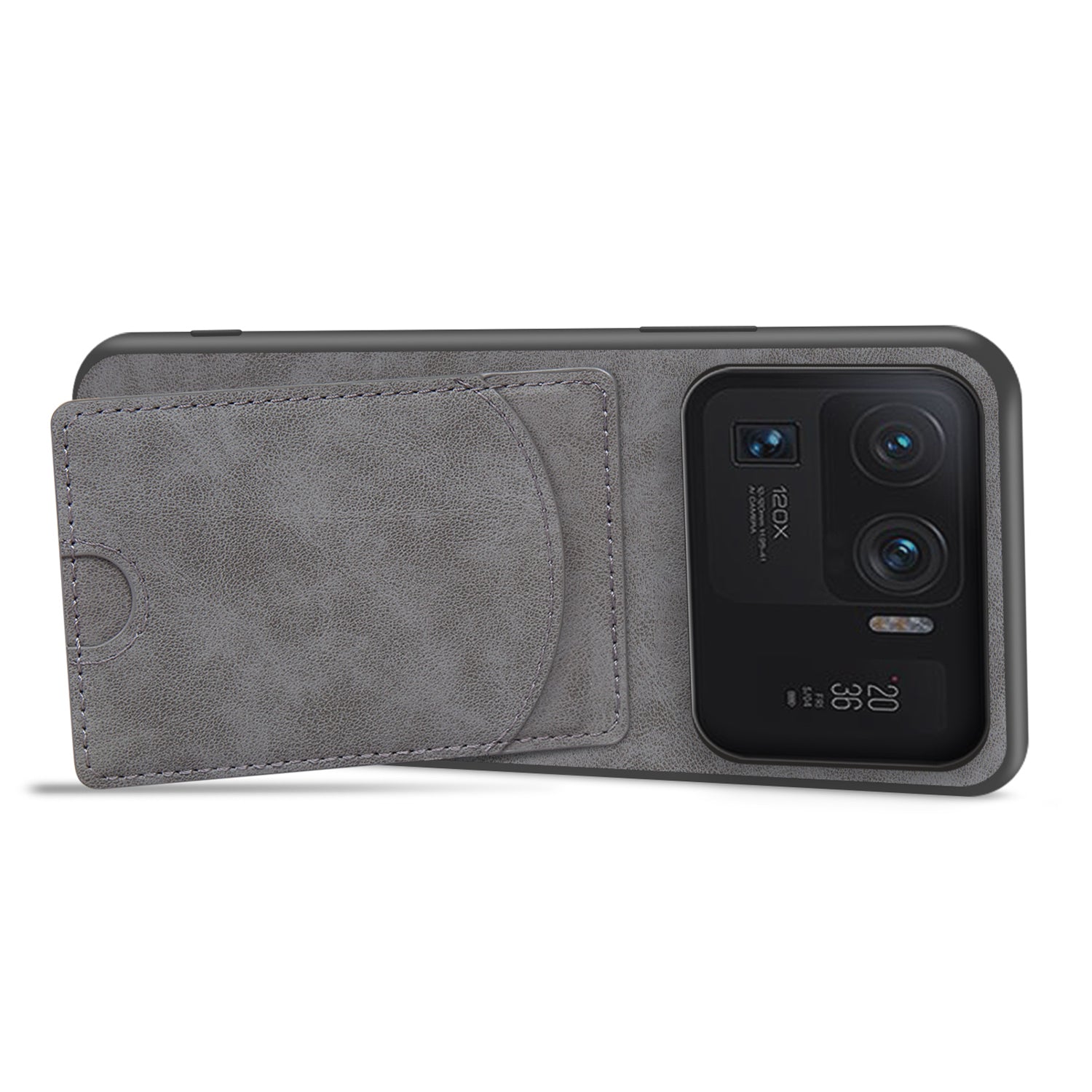 For Xiaomi Mi 11 Ultra Case Kickstand PU Leather Coated PC+TPU Card Slots Phone Cover
