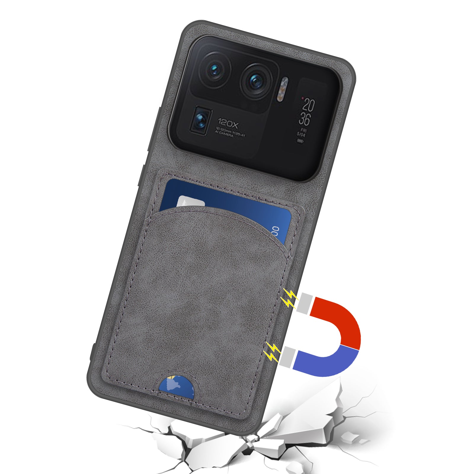 For Xiaomi Mi 11 Ultra Case Kickstand PU Leather Coated PC+TPU Card Slots Phone Cover