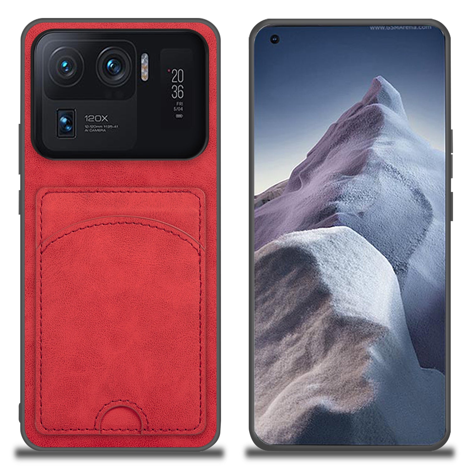 For Xiaomi Mi 11 Ultra Case Kickstand PU Leather Coated PC+TPU Card Slots Phone Cover