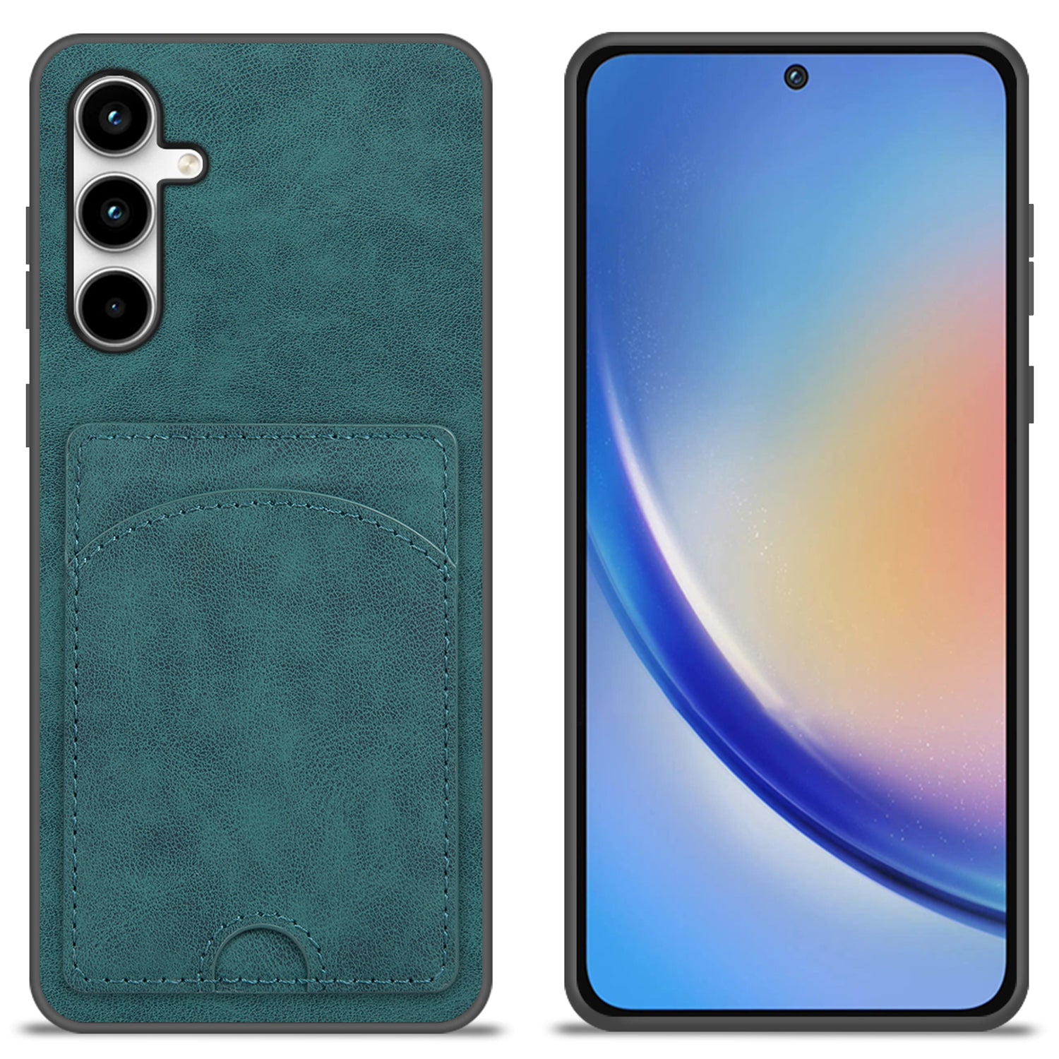 For Samsung Galaxy A35 5G Case PU Leather Coated PC+TPU Phone Cover with Card Holder Kickstand