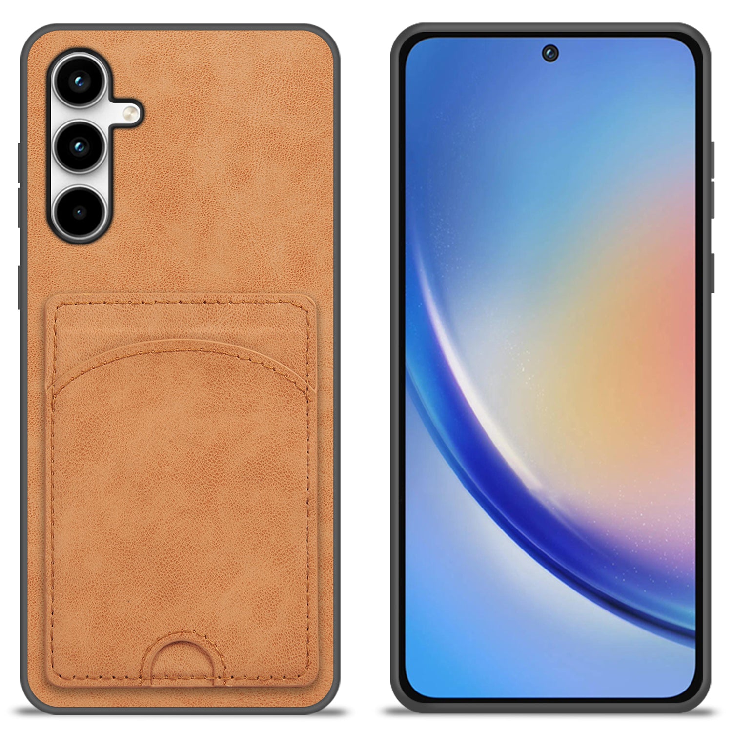 For Samsung Galaxy A35 5G Case PU Leather Coated PC+TPU Phone Cover with Card Holder Kickstand