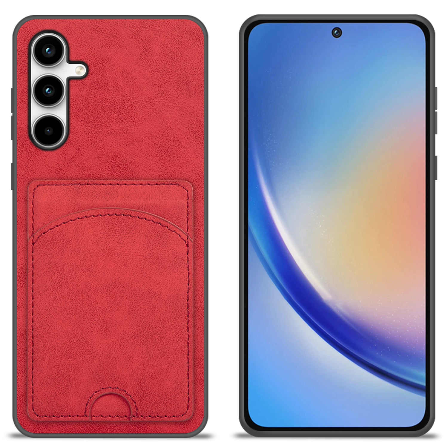 For Samsung Galaxy A35 5G Case PU Leather Coated PC+TPU Phone Cover with Card Holder Kickstand