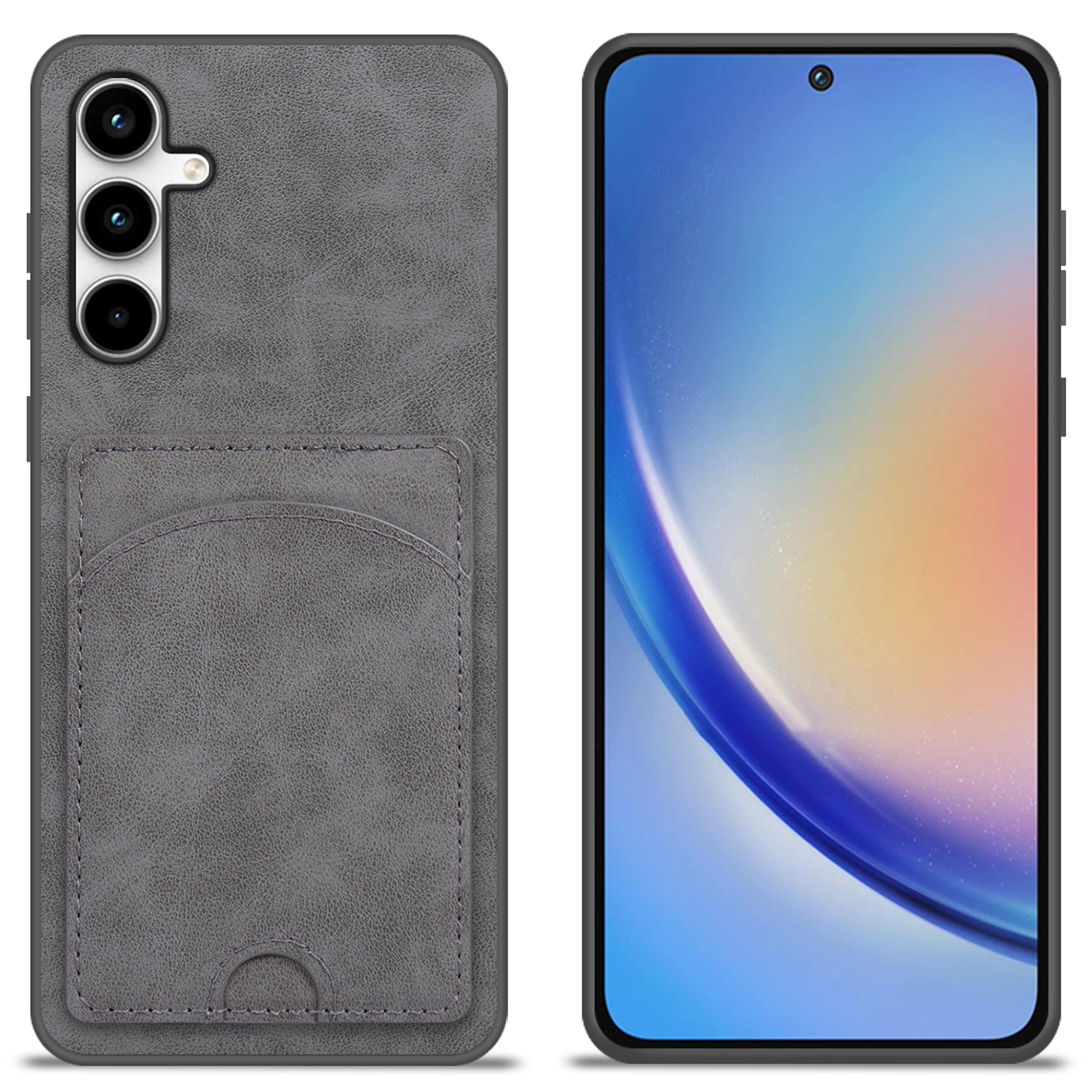 For Samsung Galaxy A35 5G Case PU Leather Coated PC+TPU Phone Cover with Card Holder Kickstand