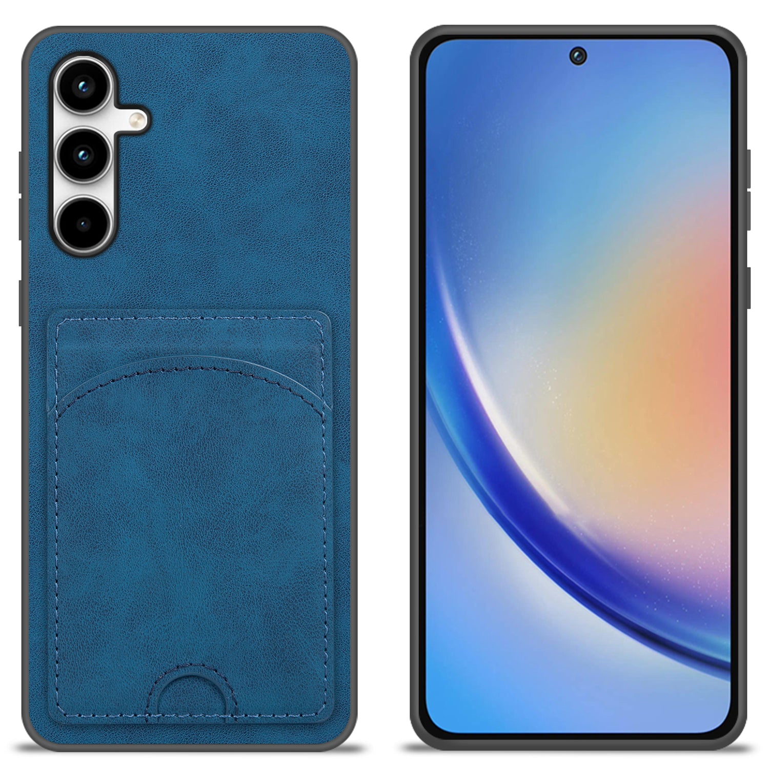 For Samsung Galaxy A35 5G Case PU Leather Coated PC+TPU Phone Cover with Card Holder Kickstand