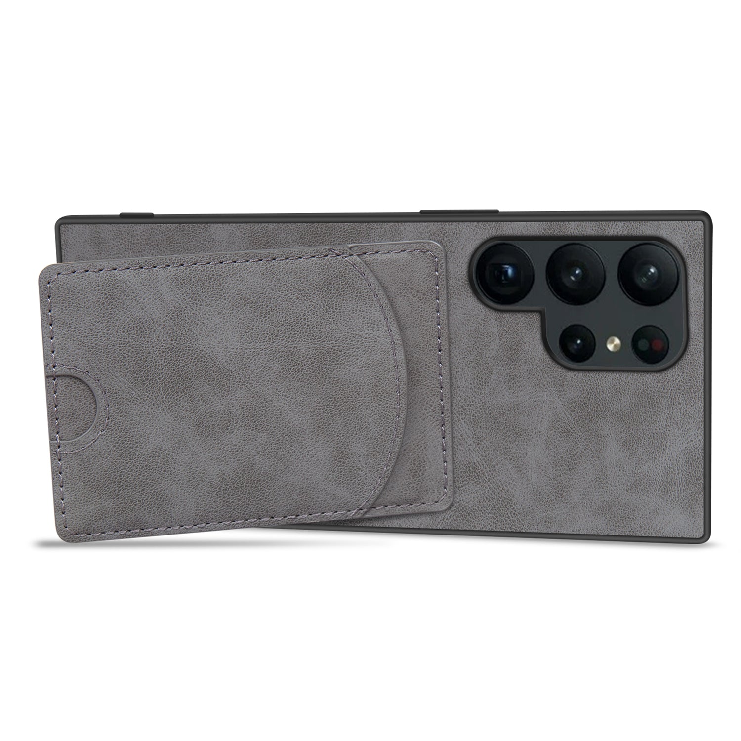 For Samsung Galaxy S24 Ultra Card Holder Case PU+PC+TPU Phone Cover with Kickstand