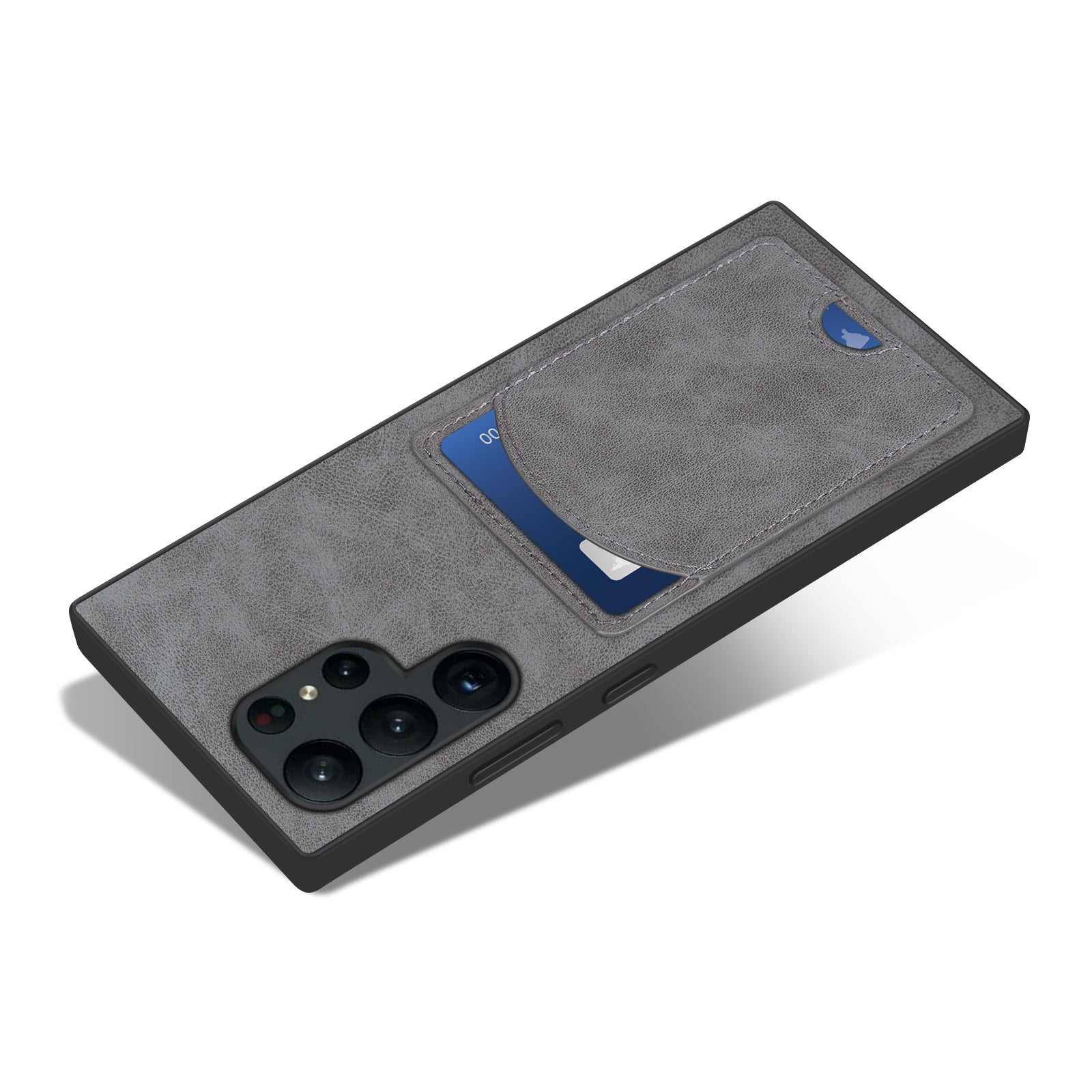 For Samsung Galaxy S24 Ultra Card Holder Case PU+PC+TPU Phone Cover with Kickstand