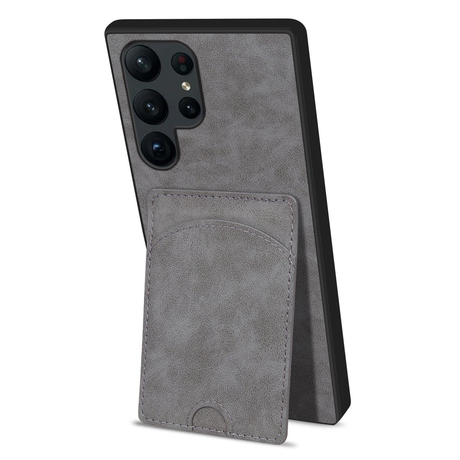 For Samsung Galaxy S24 Ultra Card Holder Case PU+PC+TPU Phone Cover with Kickstand