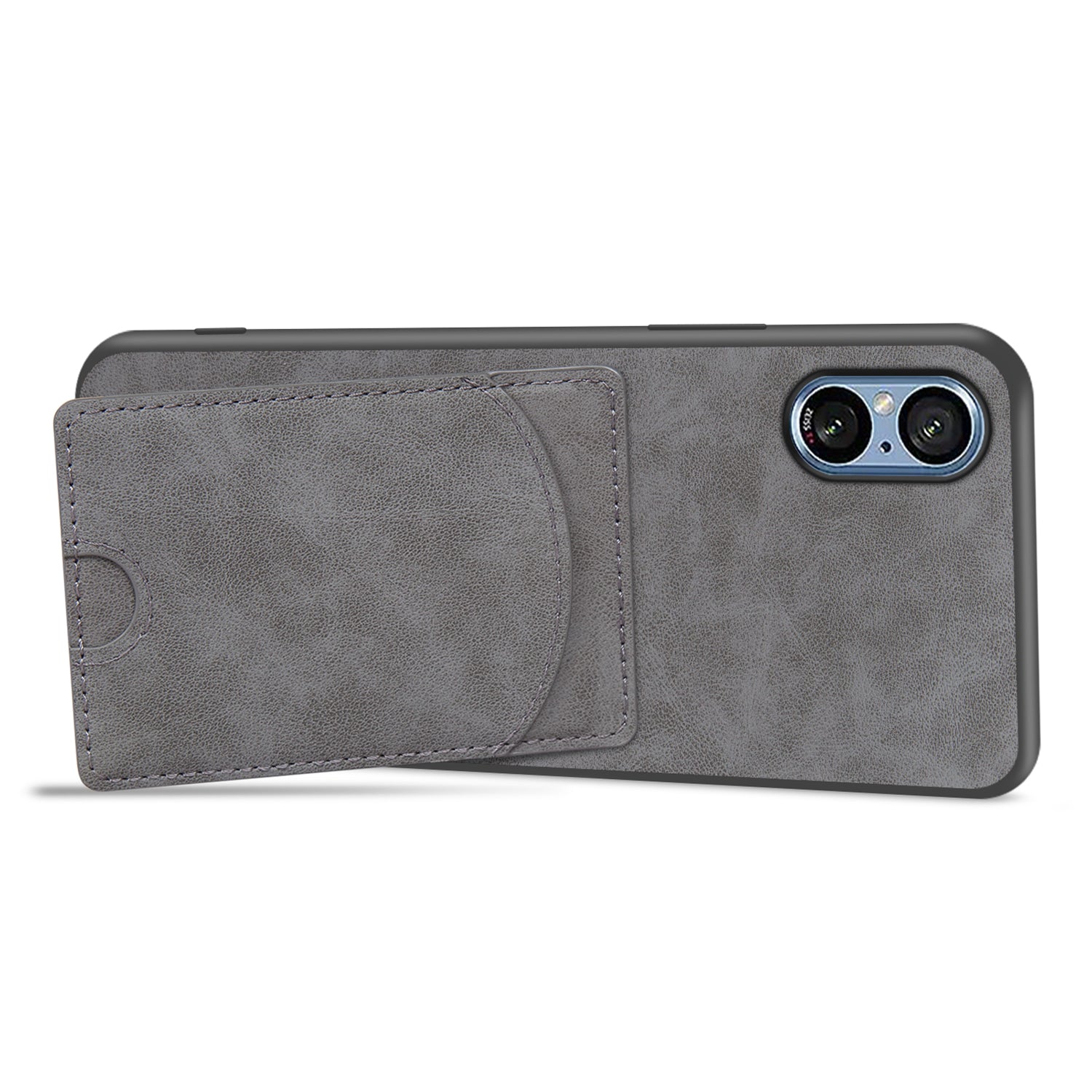 For Sony Xperia 5 V Kickstand Case Card Slot Leather Coated PC+TPU Hybrid Phone Cover