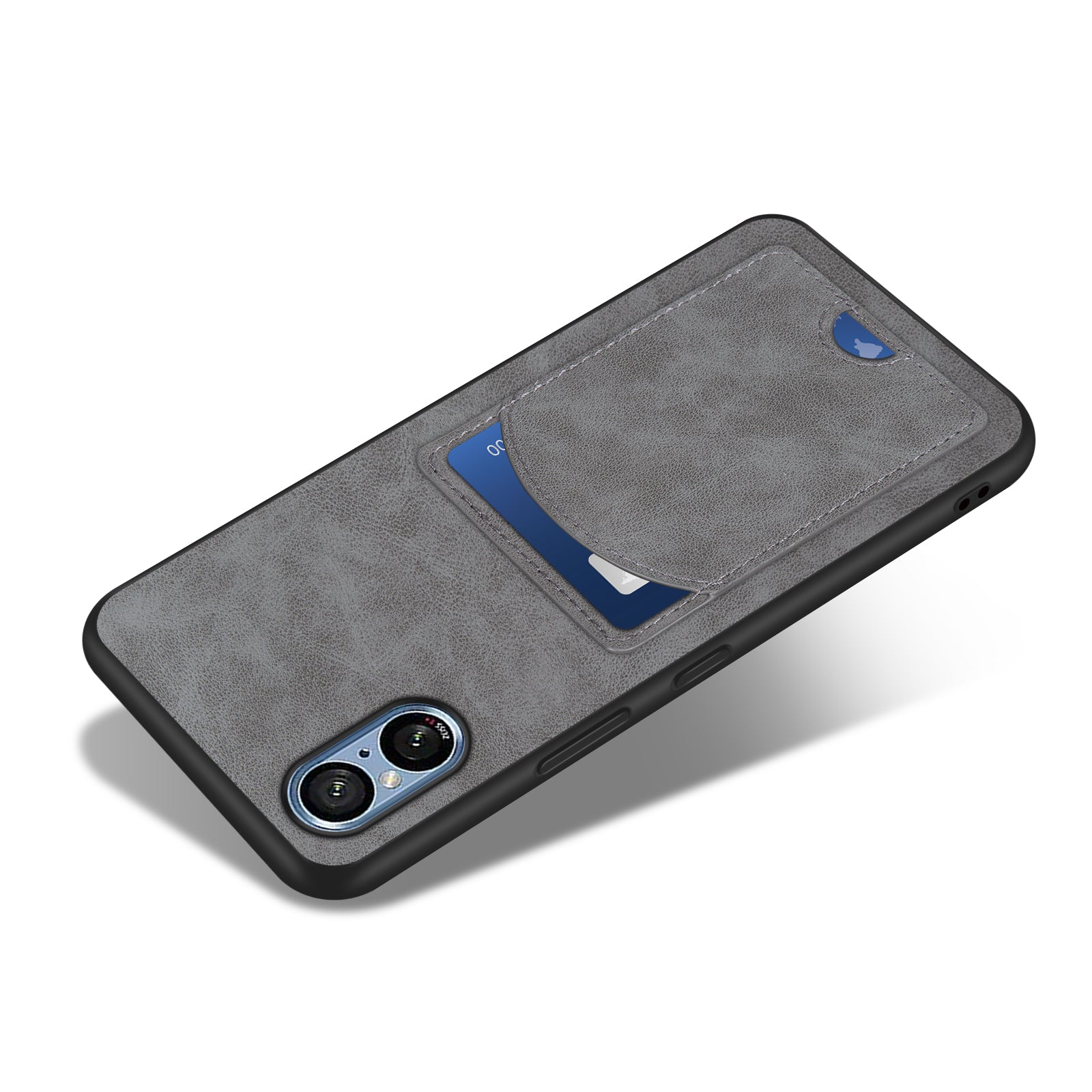 For Sony Xperia 5 V Kickstand Case Card Slot Leather Coated PC+TPU Hybrid Phone Cover
