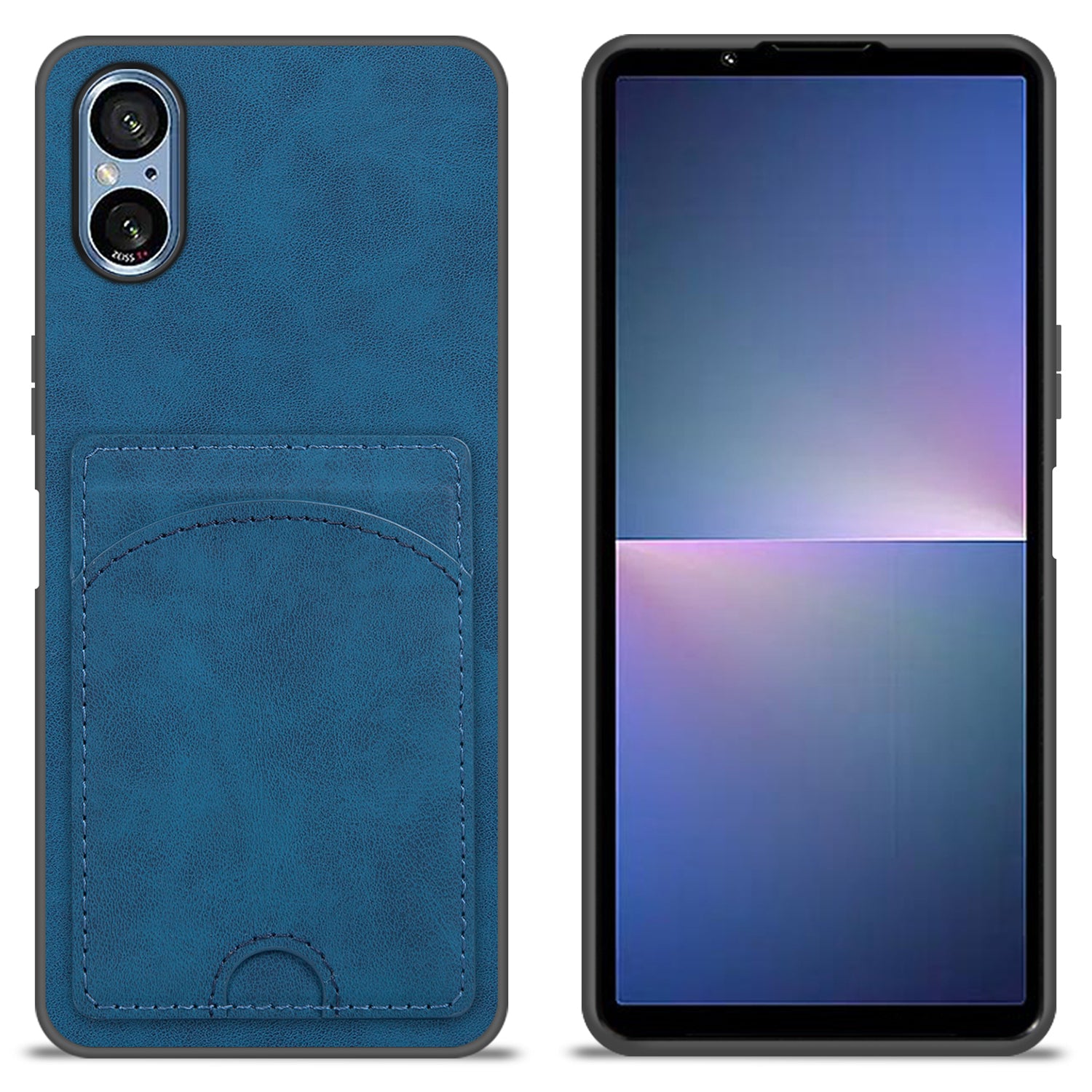 For Sony Xperia 5 V Kickstand Case Card Slot Leather Coated PC+TPU Hybrid Phone Cover