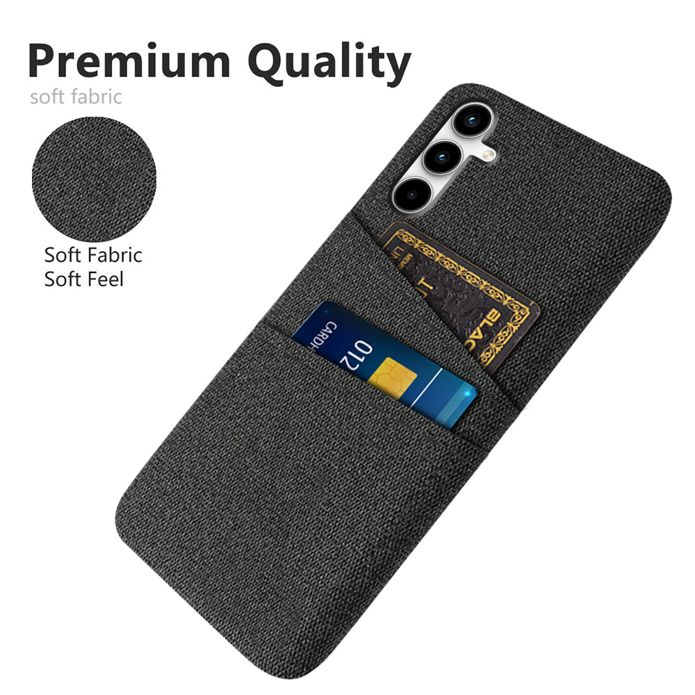 For Samsung Galaxy A25 5G (Global) (161.0 x 76.5 x 8.3mm) Case 2 Card Slots Cloth+PC Hard Protective Cover