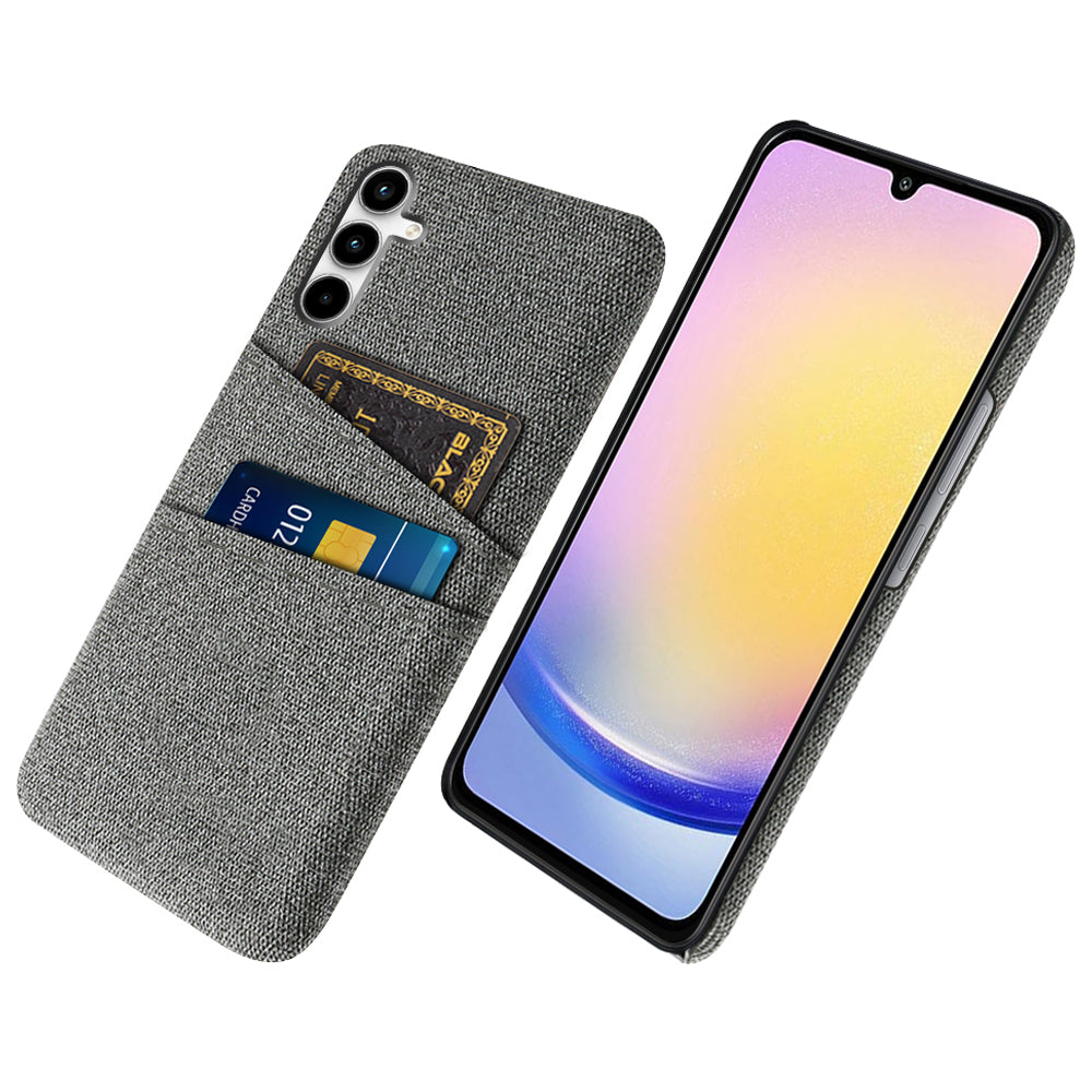 For Samsung Galaxy A25 5G (Global) (161.0 x 76.5 x 8.3mm) Case 2 Card Slots Cloth+PC Hard Protective Cover