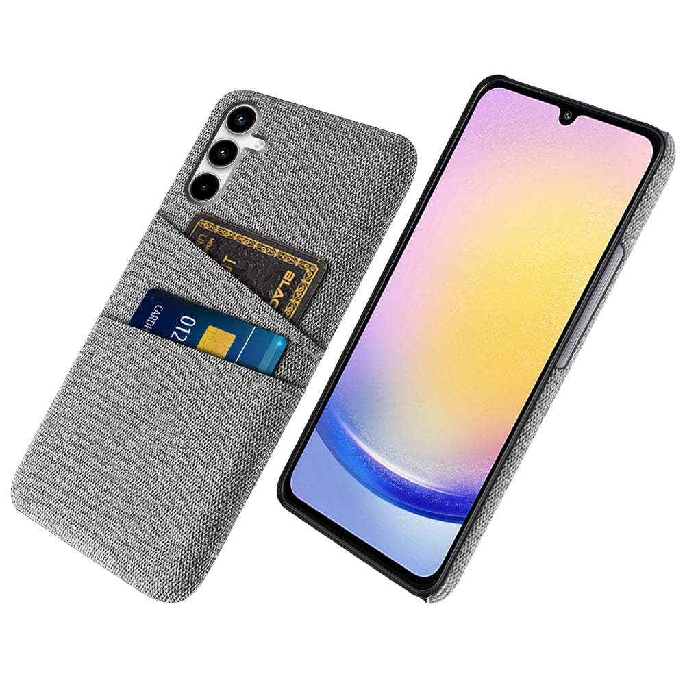 For Samsung Galaxy A25 5G (Global) (161.0 x 76.5 x 8.3mm) Case 2 Card Slots Cloth+PC Hard Protective Cover