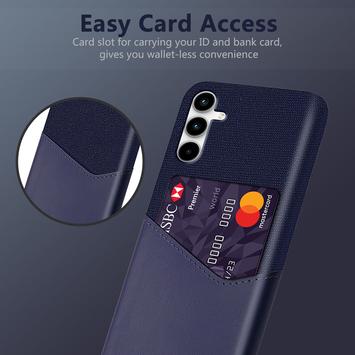 For Samsung Galaxy A25 5G (Global) (161.0 x 76.5 x 8.3mm) Case Card Slot Hard PC Phone Cover