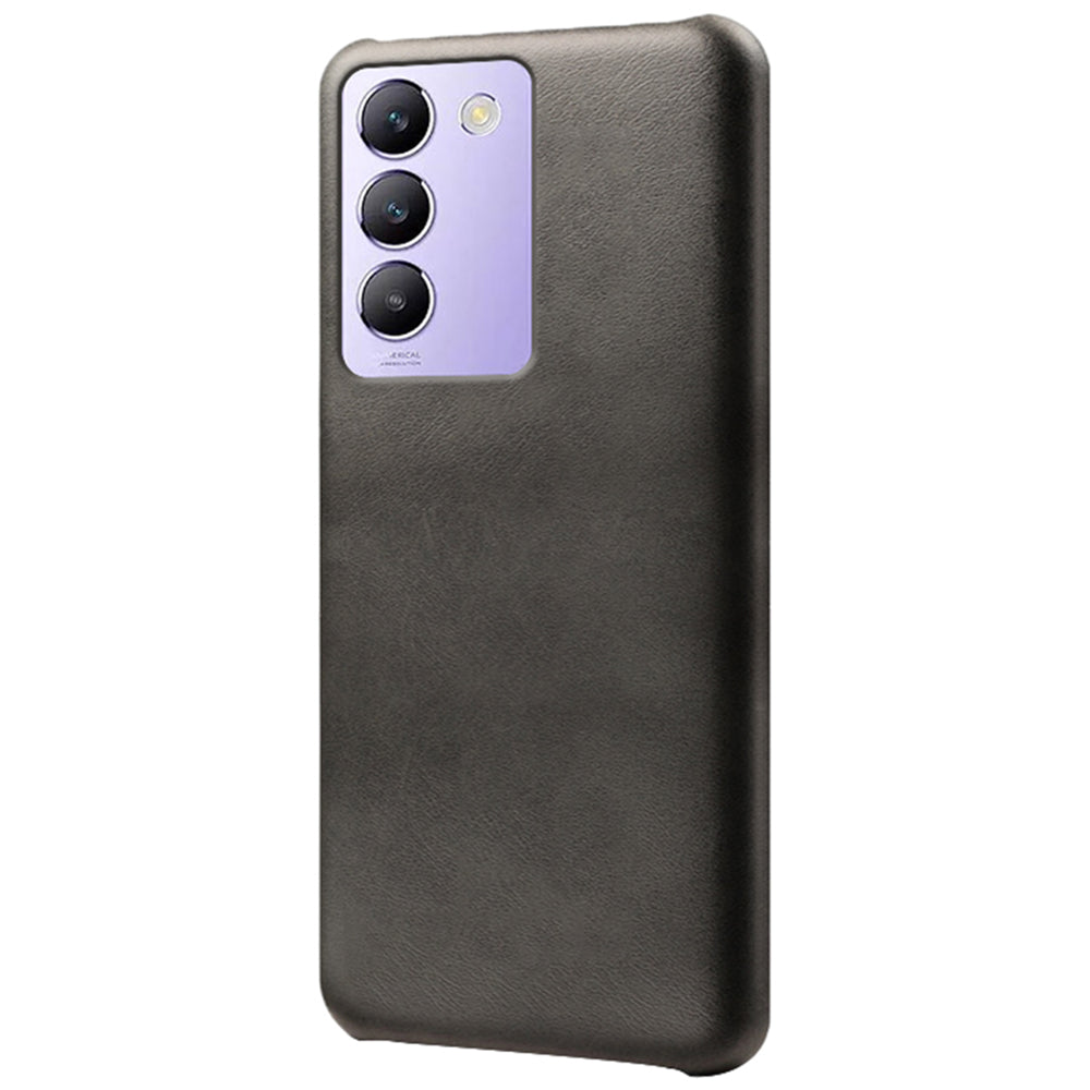 For vivo Y100 5G (Indonesia) / Y200e 5G Case Leather Coated Hard PC Calf Texture Shockproof Phone Cover