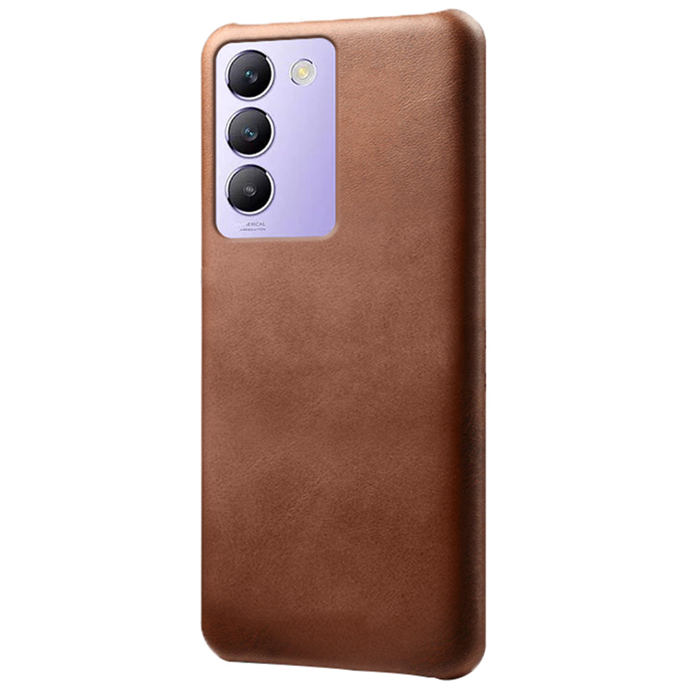 For vivo Y100 5G (Indonesia) / Y200e 5G Case Leather Coated Hard PC Calf Texture Shockproof Phone Cover