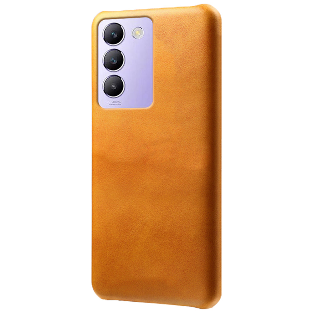 For vivo Y100 5G (Indonesia) / Y200e 5G Case Leather Coated Hard PC Calf Texture Shockproof Phone Cover