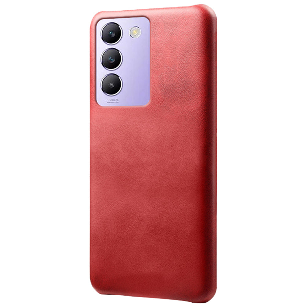 For vivo Y100 5G (Indonesia) / Y200e 5G Case Leather Coated Hard PC Calf Texture Shockproof Phone Cover