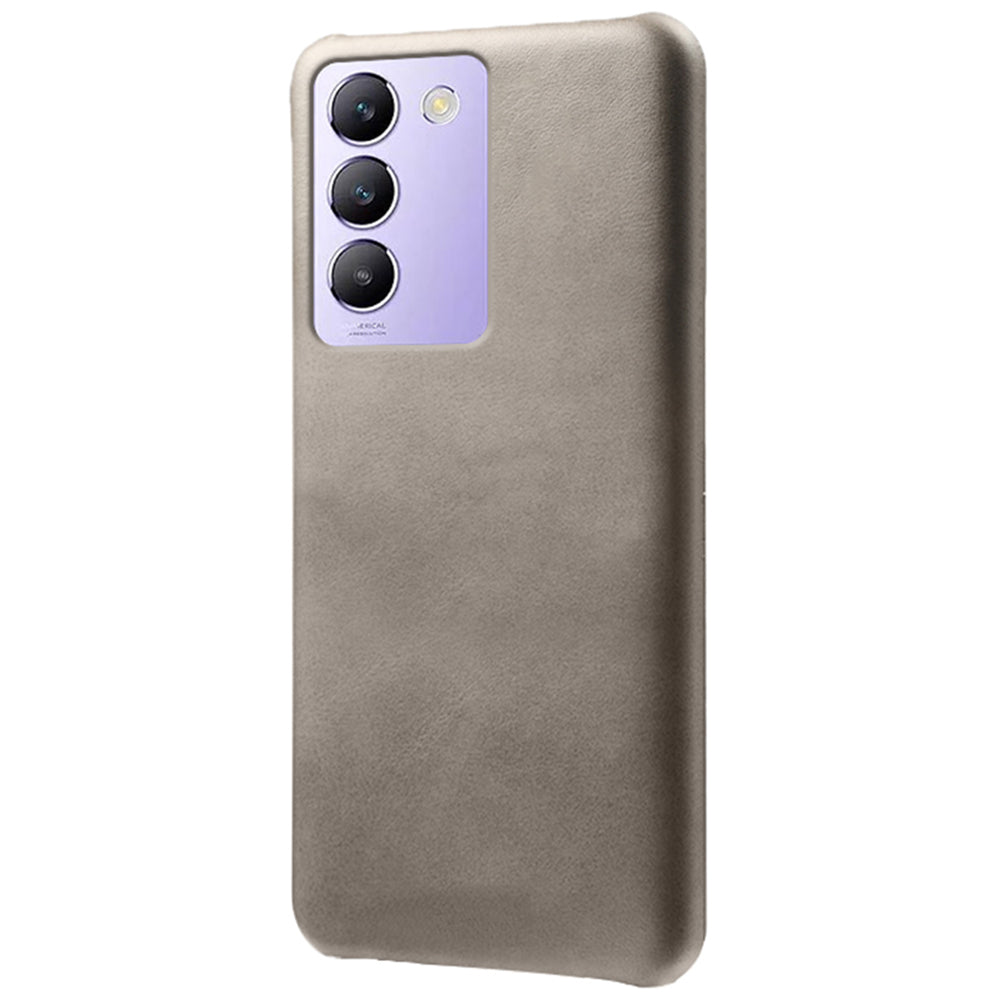 For vivo Y100 5G (Indonesia) / Y200e 5G Case Leather Coated Hard PC Calf Texture Shockproof Phone Cover