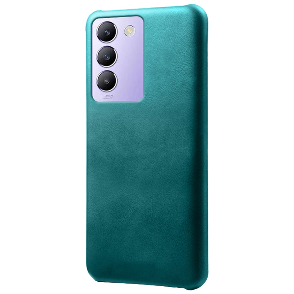 For vivo Y100 5G (Indonesia) / Y200e 5G Case Leather Coated Hard PC Calf Texture Shockproof Phone Cover