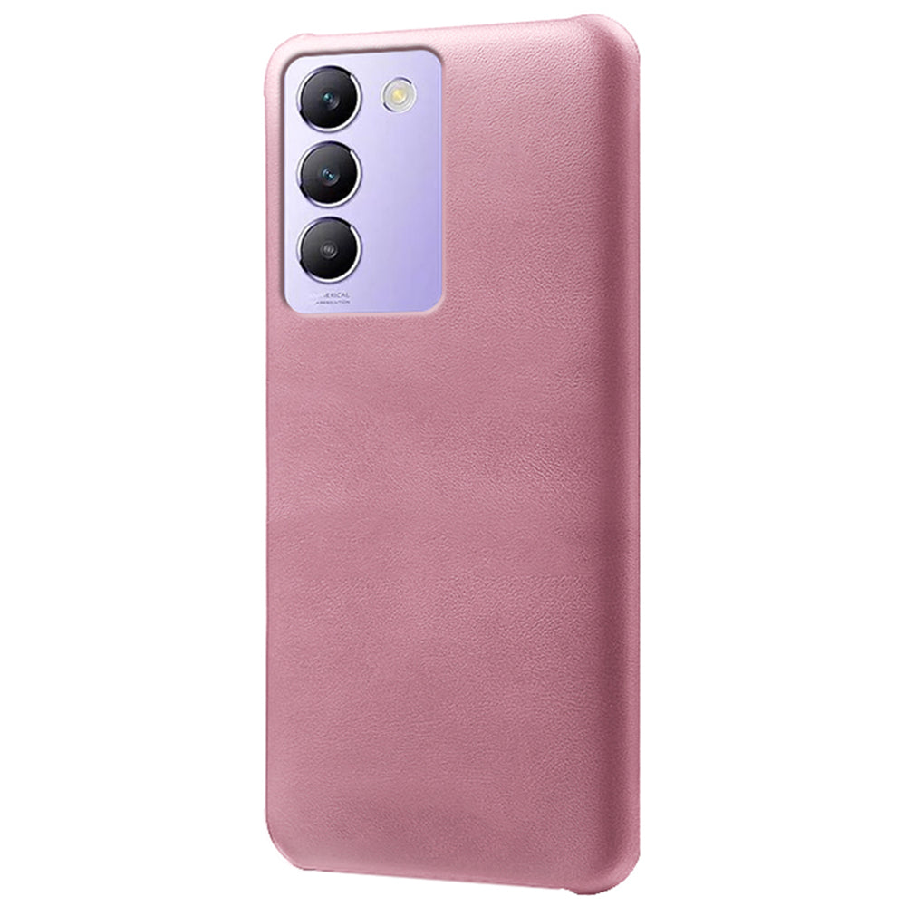For vivo Y100 5G (Indonesia) / Y200e 5G Case Leather Coated Hard PC Calf Texture Shockproof Phone Cover