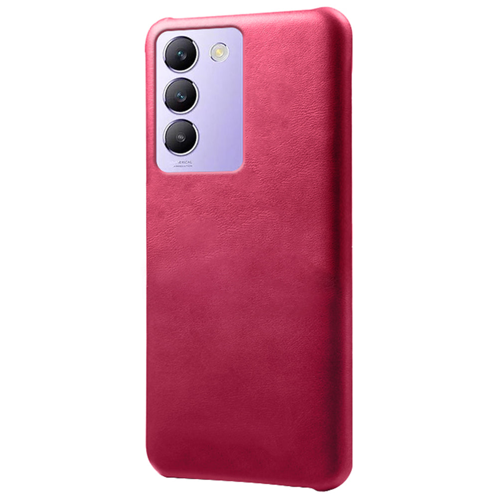 For vivo Y100 5G (Indonesia) / Y200e 5G Case Leather Coated Hard PC Calf Texture Shockproof Phone Cover