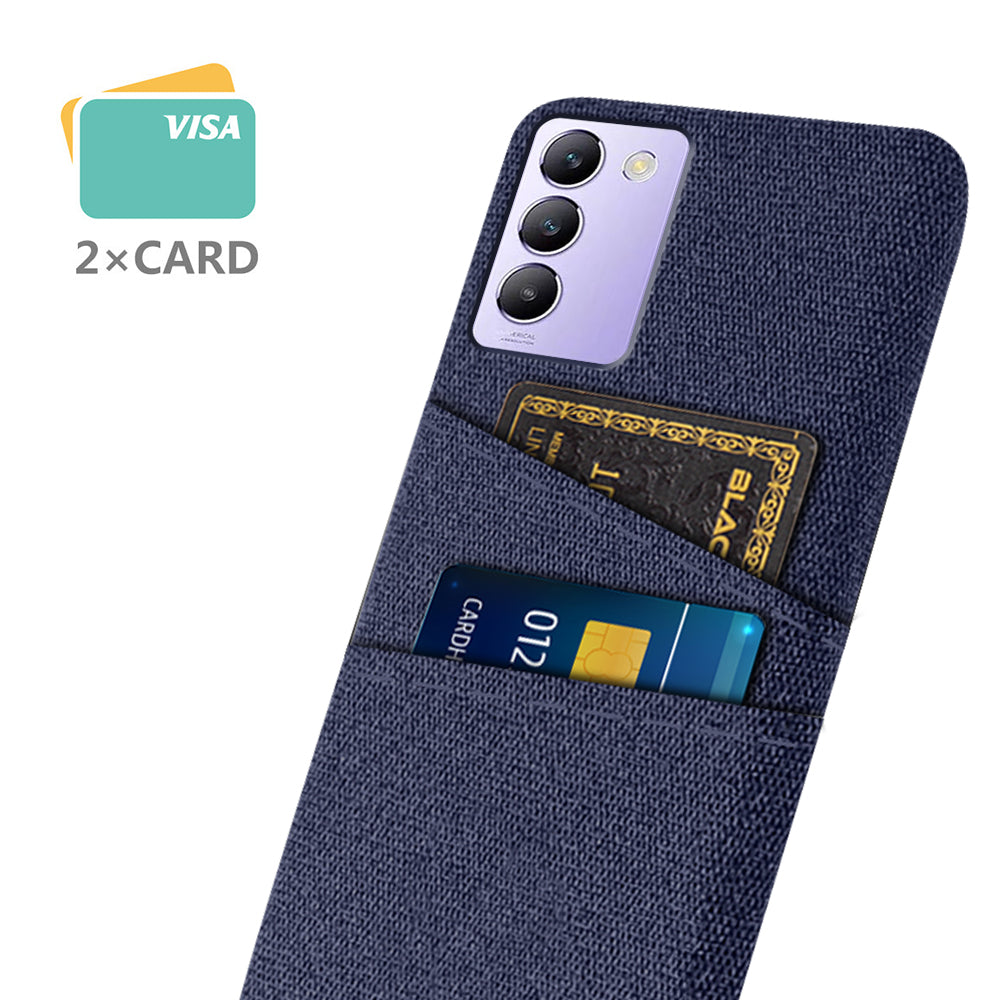 For vivo Y100 5G (Indonesia) / Y200e 5G Case Anti-Scratch Cloth+PC Phone Case with Dual Card Holder